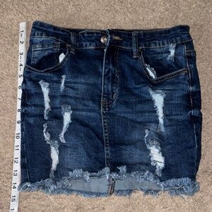 Wax Jean Blue Distressed Mini Skirt